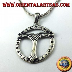 Silber Anhänger Baum der Welt mit Runen