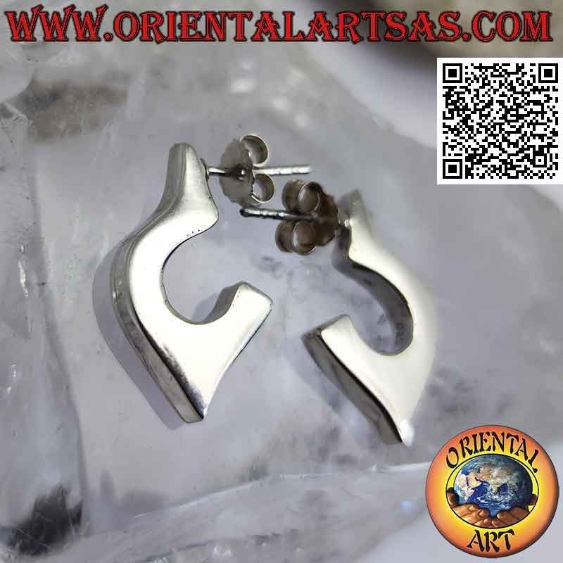 Pendientes de plata con lóbulo semicírculo alargado liso y cuadrado