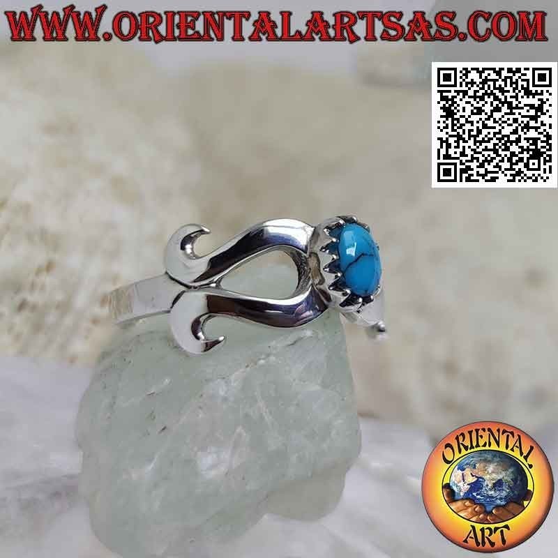 Bague en argent avec turquoise sertie au centre d'un infini lisse