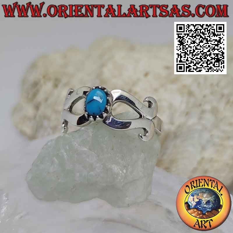 Bague en argent avec turquoise sertie au centre d'un infini lisse