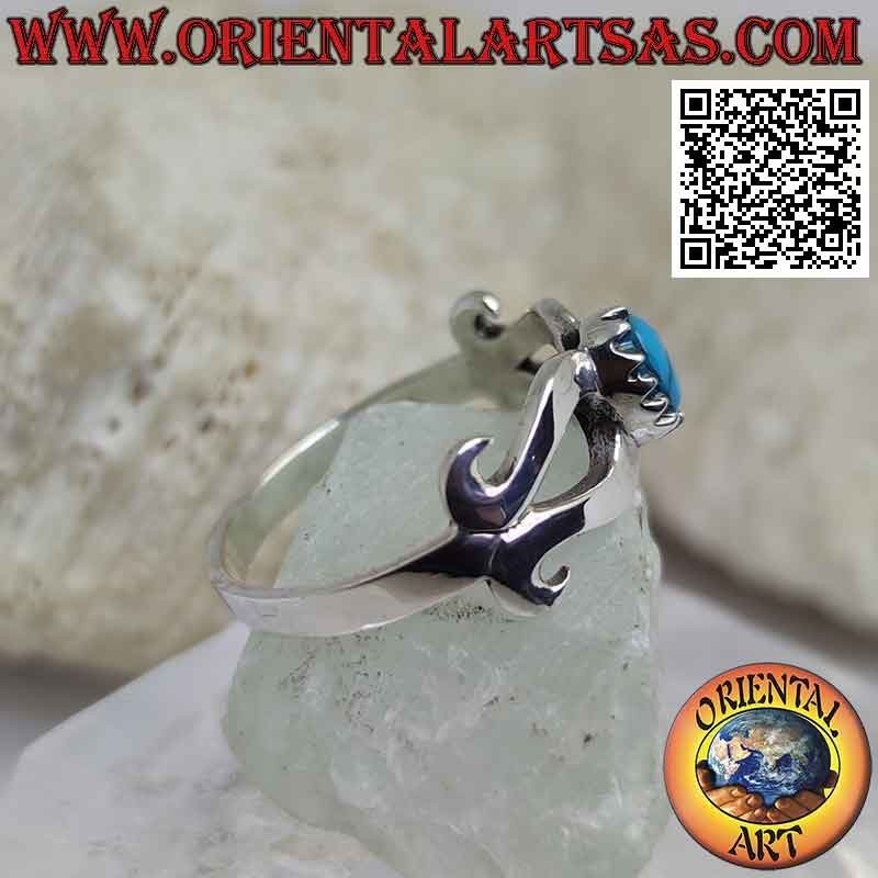 Bague en argent avec turquoise sertie au centre d'un infini lisse