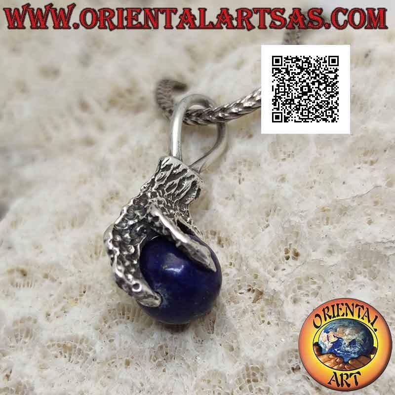 Colgante de plata, esfera de lapislázuli sujeta por una pata de cuatro garras