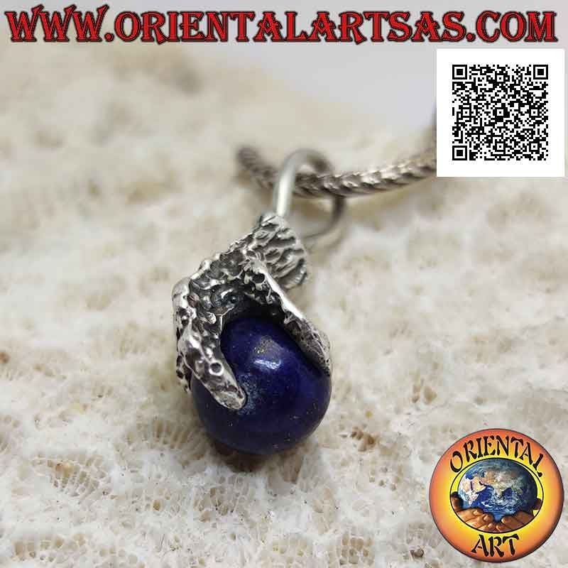 Colgante de plata, esfera de lapislázuli sujeta por una pata de cuatro garras