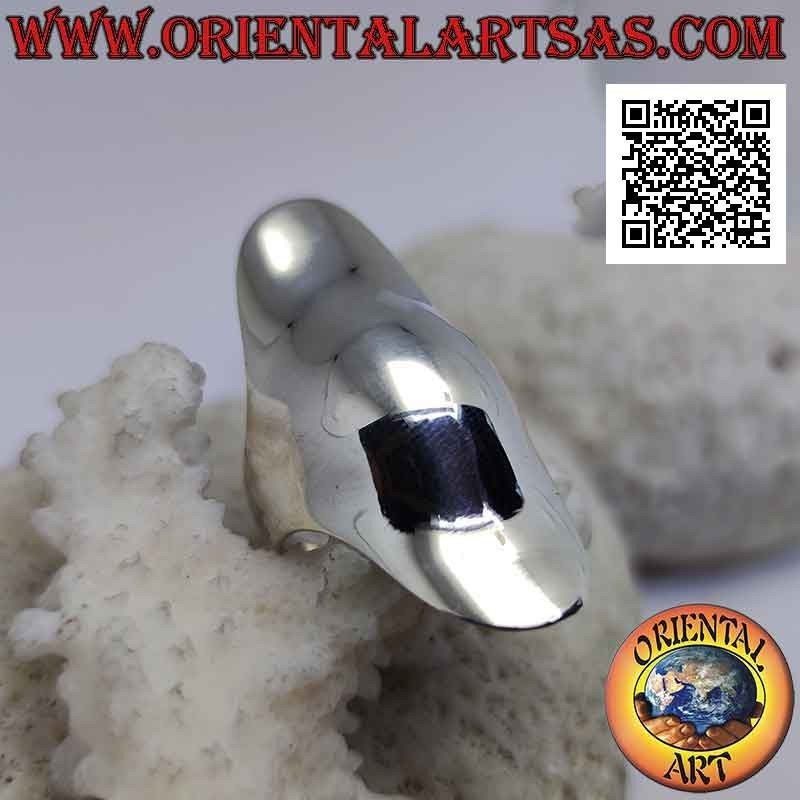 Bague en argent lisse en forme de couvre-doigt ondulé