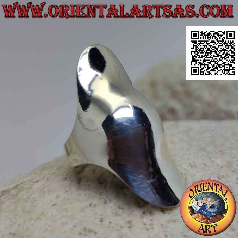 Bague en argent lisse en forme de couvre-doigt ondulé