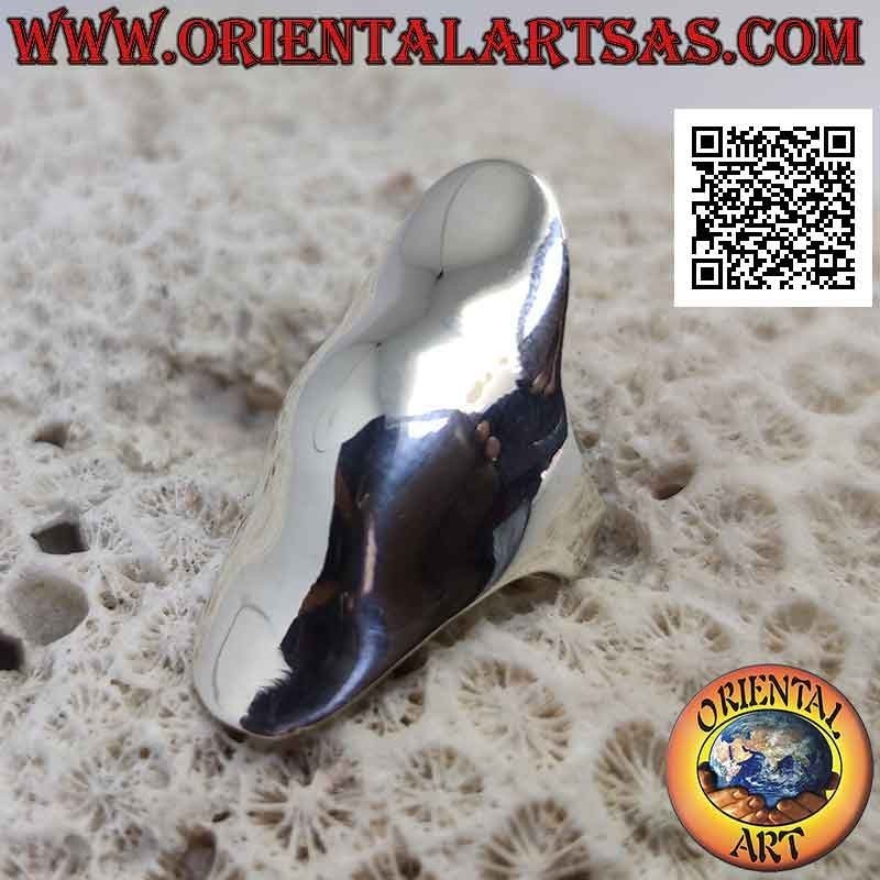 Anello in argento liscio a forma di copridito ondulato