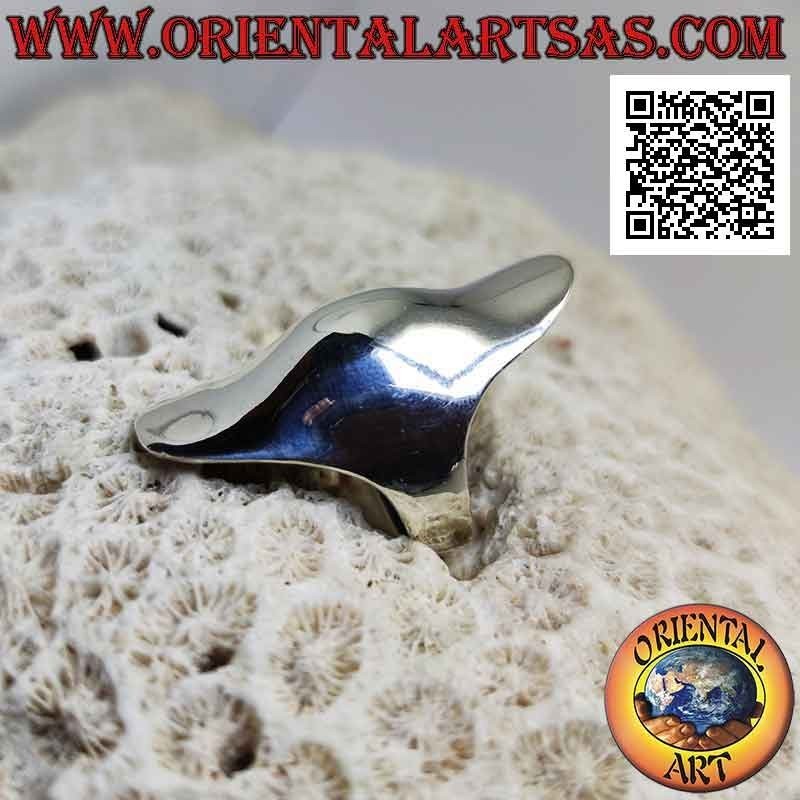 Anello in argento liscio a forma di copridito ondulato