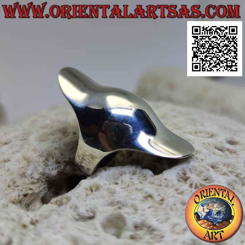 Anello in argento liscio a forma di copridito ondulato