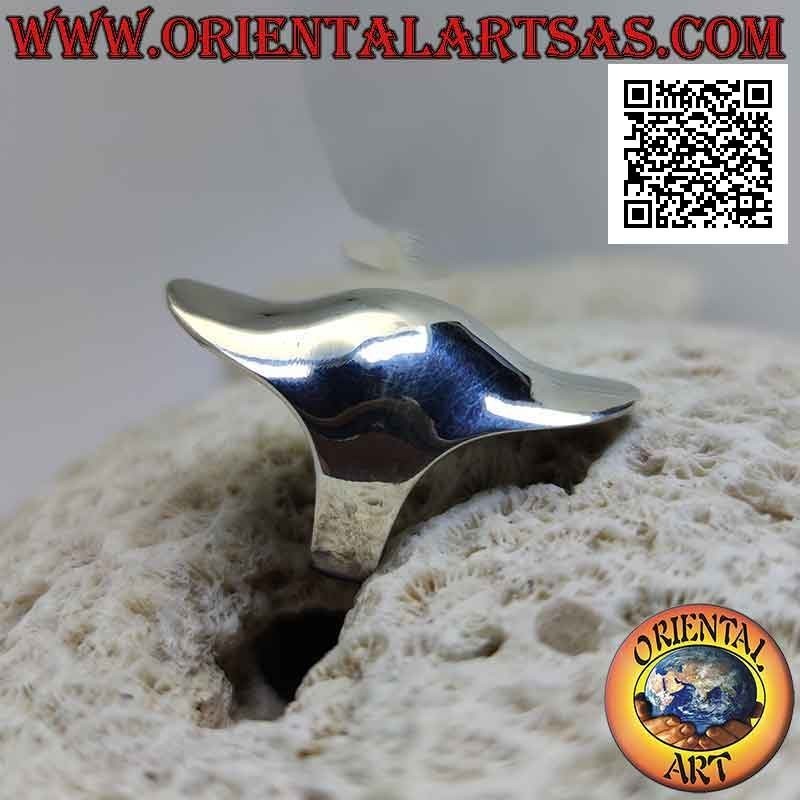 Bague en argent lisse en forme de couvre-doigt ondulé