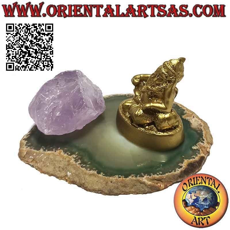 Scultura Ganesh "il Dio elefante" semisdraiato, in resina (dorato da 5 cm)