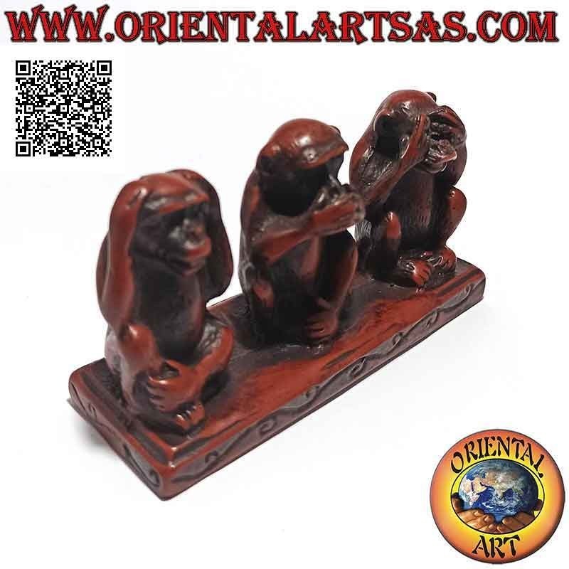 Sculpture "les trois singes sages" avec socle en résine (proverbe "Je ne vois pas, je n'entends pas et je ne parle pas")