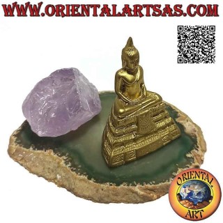 Scultura Buddha "Dhyana Mudra - simbolo di meditazione e saggezza" sull'altare in resina (dorato) 5 cm