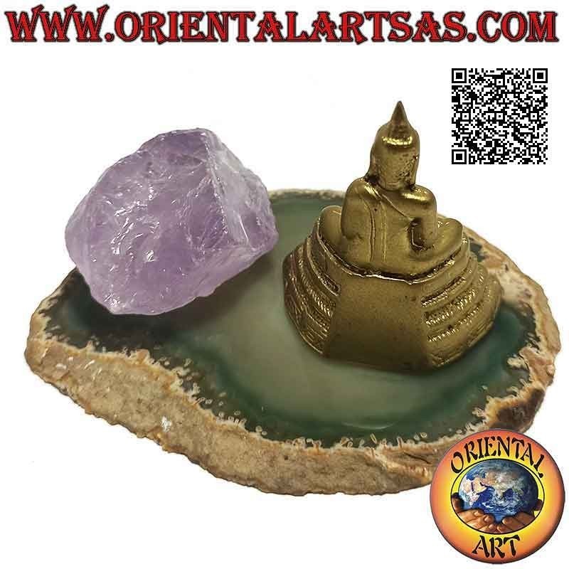 Sculpture Bouddha "Dhyana Mudra - symbole de méditation et de sagesse" sur l'autel en résine (doré) 5 cm