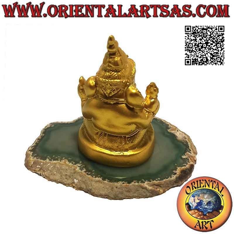 Ganesh sculpture "the elephant God" sitting with big belly, in resin (7.5 cm gilded)