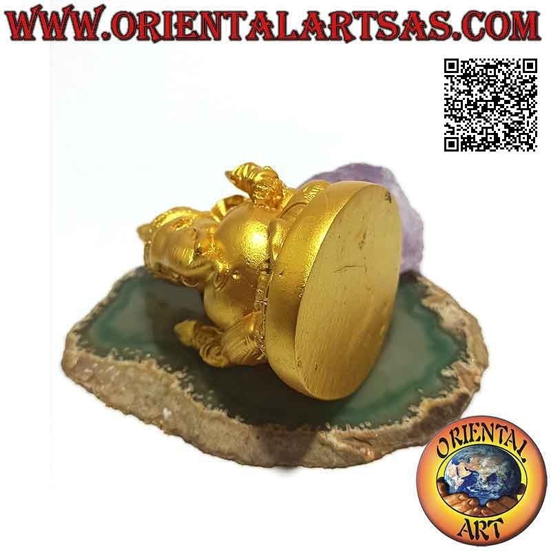 Sculpture de Ganesh "le Dieu éléphant" assis à gros ventre, en résine (7,5 cm doré)