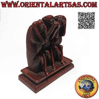 Skulptur "Die drei weisen Affen" (Sprichwort "Ich sehe nicht, ich höre nicht und ich spreche nicht") aus Harz (9 cm hoch)