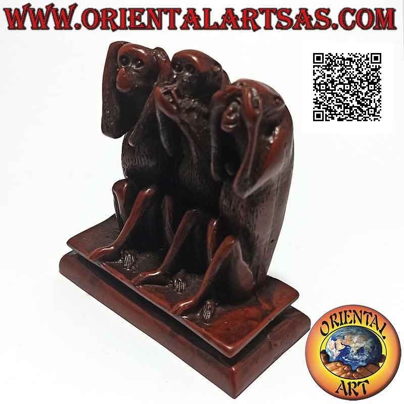 Sculpture "the three wise monkeys" (proverb "I do not see, I do not hear and I do not speak") in resin (9 cm high)