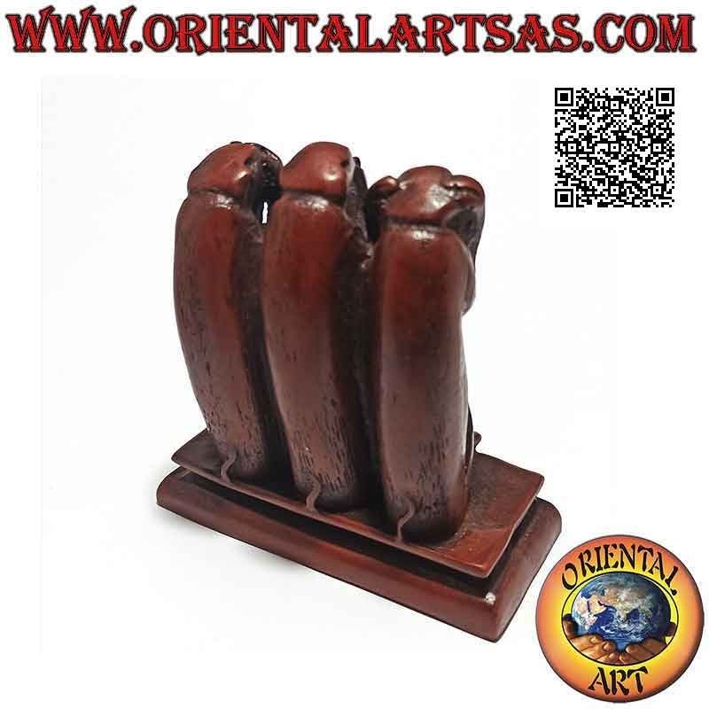 Sculpture "the three wise monkeys" (proverb "I do not see, I do not hear and I do not speak") in resin (9 cm high)