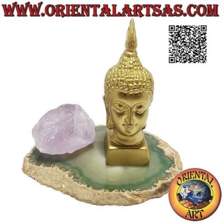 Testa di Buddha (colui che si è illuminato/risvegliato alla realtà ultima) in resina, dorato da 9 cm