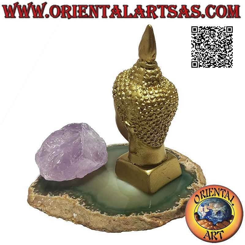 Tête de Bouddha (celui qui est illuminé/éveillé à la réalité ultime) en résine, doré 9 cm
