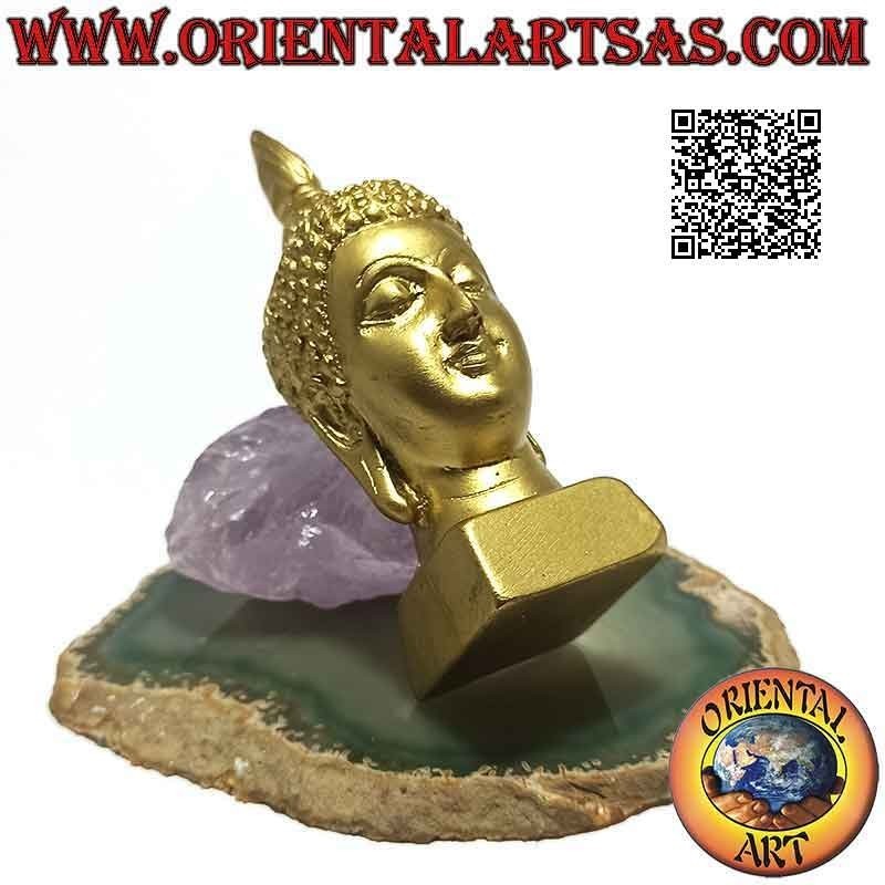 Kopf des Buddha (derjenige, der zur ultimativen Realität erleuchtet / erwacht ist) aus Harz, vergoldet 9 cm