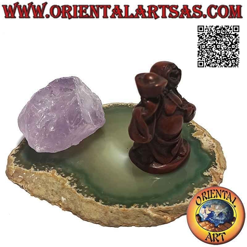 Sculpture, Budai or Hotei "Buddha of abundance and protector of the weak" in resin (5 cm walnut color)
