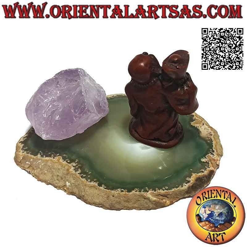 Sculpture, Budai ou Hotei "Bouddha d'abondance et protecteur des faibles" en résine (5 cm couleur noyer)