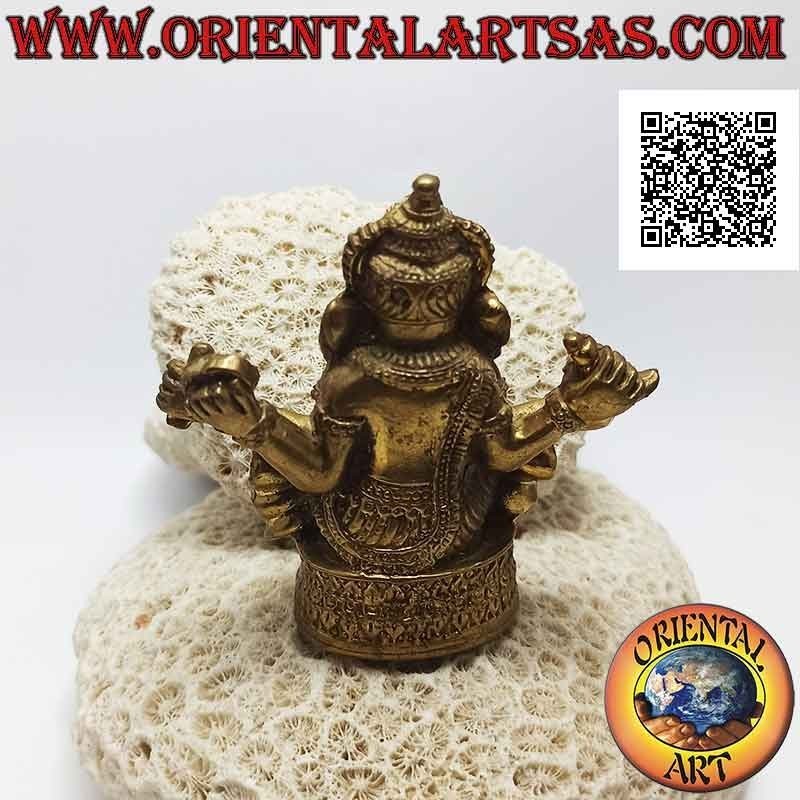 Ganesh sculpture "the elephant god" on the altar, in 8 cm antiqued gilded brass