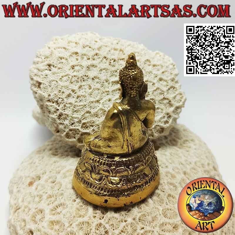 Buddha-Skulptur des Segens auf dem Altar aus 7,5 cm vergoldetem Messing