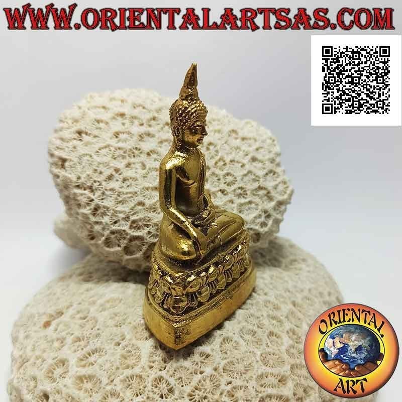 Buddha sculpture "Bhumisparsha Mudra - Subduing the demon Mara" on the flower altar (8 cm)