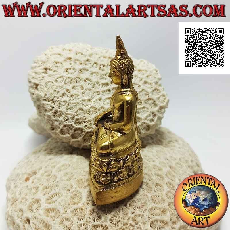 Buddha sculpture "Bhumisparsha Mudra - Subduing the demon Mara" on the flower altar (8 cm)