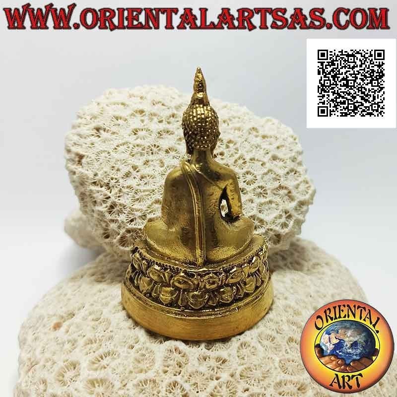 Buddha sculpture "Bhumisparsha Mudra - Subduing the demon Mara" on the flower altar (8 cm)