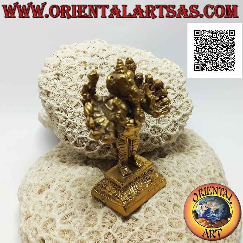 Ganesh Skulptur "der Elefantengott" stehend mit sechzehn Armen, aus 7,5 cm vergoldetem Messing