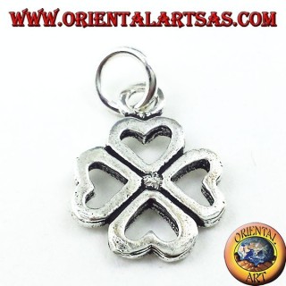 pendentif en argent, trèfle à quatre feuilles