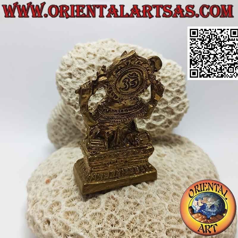 Ganesh sculpture "the elephant God" sitting on the altar, in 8 cm gilded brass