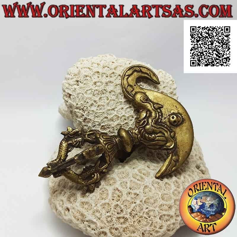Tibetan kartika (Buddhist spiritual weapon object) with 12 cm golden brass dorje