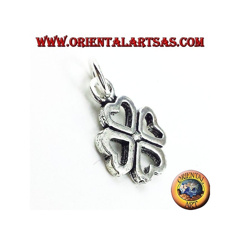 colgante de plata, trébol de cuatro hojas