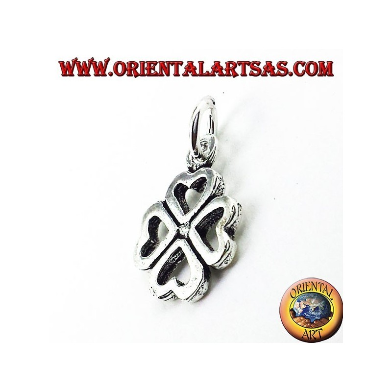 pendentif en argent, trèfle à quatre feuilles