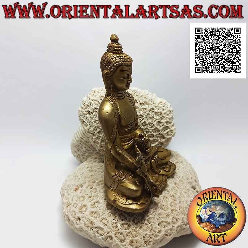 Buddha-Skulptur "Bhaiṣajyaguru - Buddha der Medizin und Meister der Heilmittel" Nepalesisches Messing (12 cm)