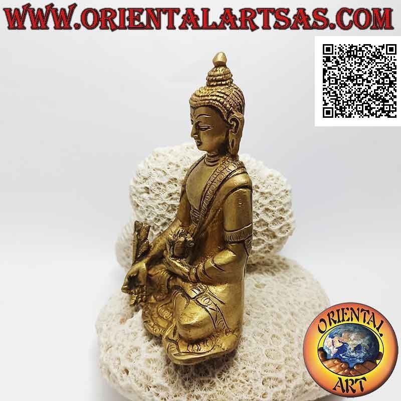 Sculpture de Bouddha "Bhaiṣajyaguru - Bouddha de Médecine et Maître des Cures" Laiton népalais (12 cm)