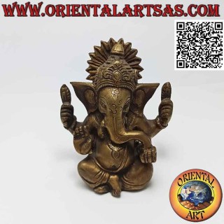 Escultura de latón de 12 cm de Ganesh "el dios elefante" Nepalí sentado