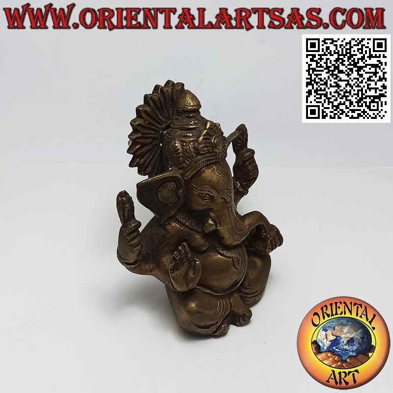 12 cm Messingskulptur von Ganesh "dem Elefantengott" Nepalese sitzend