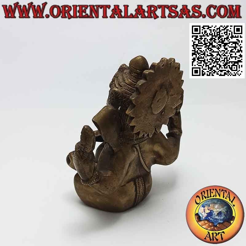 Scultura di Ganesh "il Dio elefante" nepalese seduto, in ottone da 12 cm