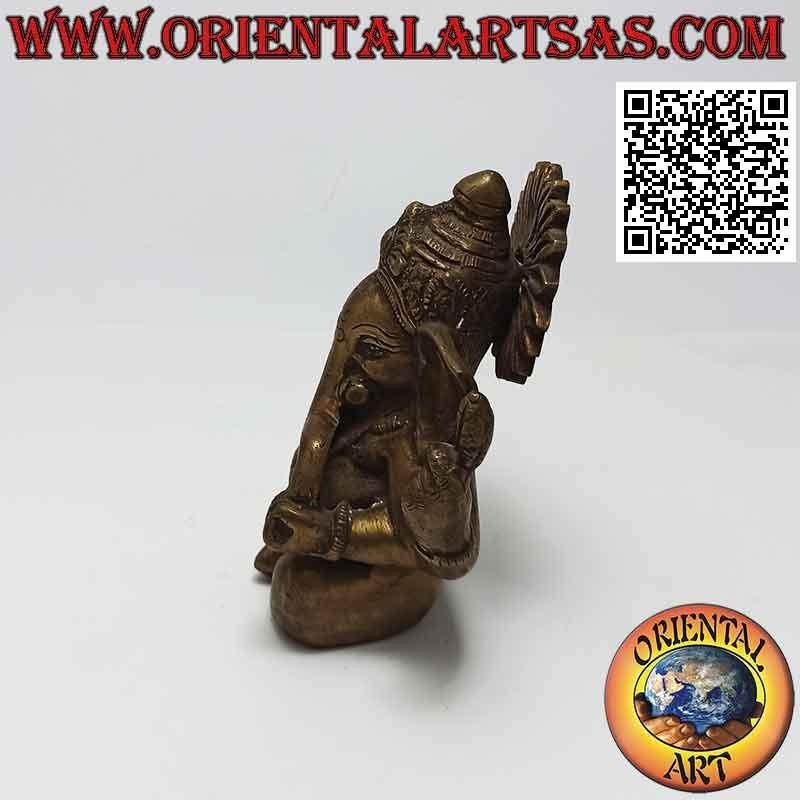 Sculpture en laiton 12 cm de Ganesh "le dieu éléphant" népalais assis