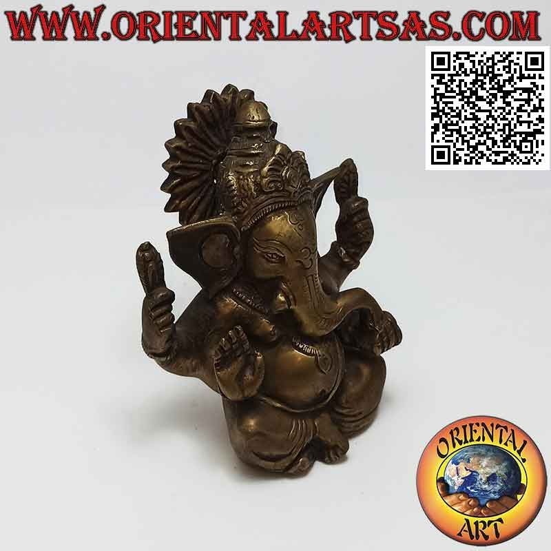Escultura de latón de 12 cm de Ganesh "el dios elefante" Nepalí sentado