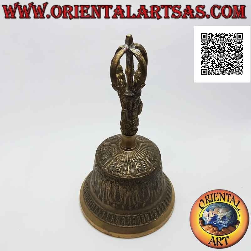 Tibetan bell "Ghanta" with dorje or vajra handle for prayer and meditation (20 cm)