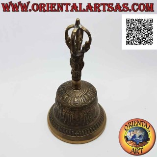 Cloche tibétaine "Ghanta" avec poignée dorje ou vajra pour la prière et la méditation (20 cm)