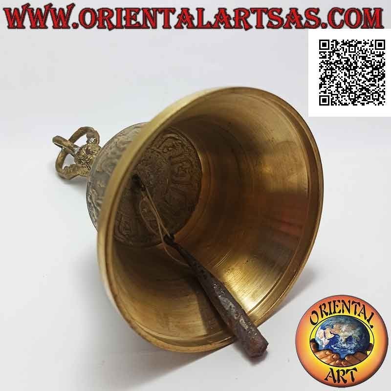 Campana tibetana "Ghanta" con mango dorje o vajra para oración y meditación (20 cm)