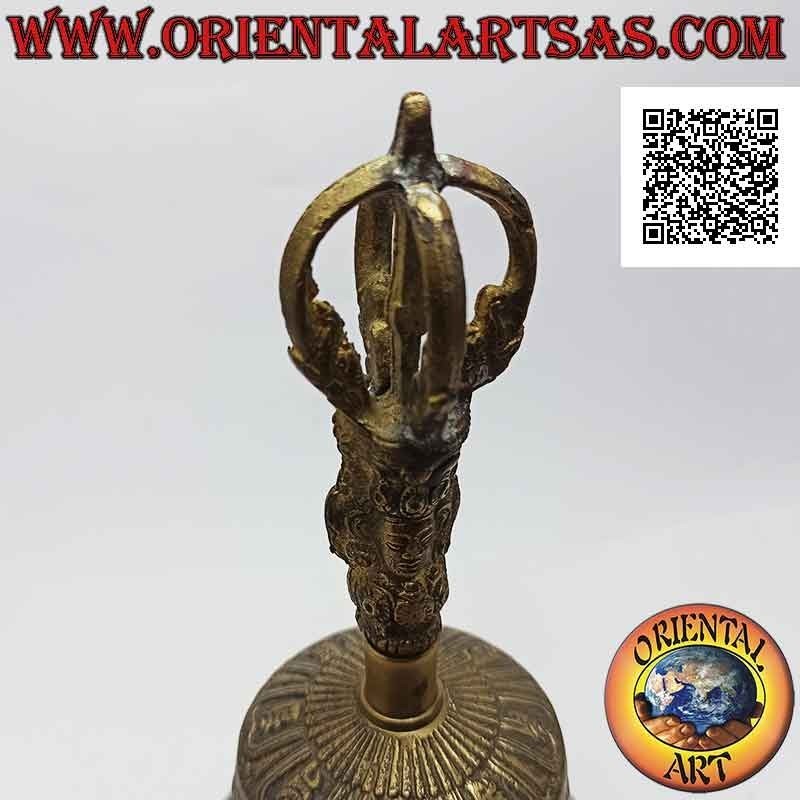 Campana tibetana "Ghanta" con manico dorje o vajra da preghiera e meditazione (20 cm)