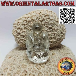 Ganesh Skulptur "der Elefantengott" sitzend in 6 cm Bergkristall